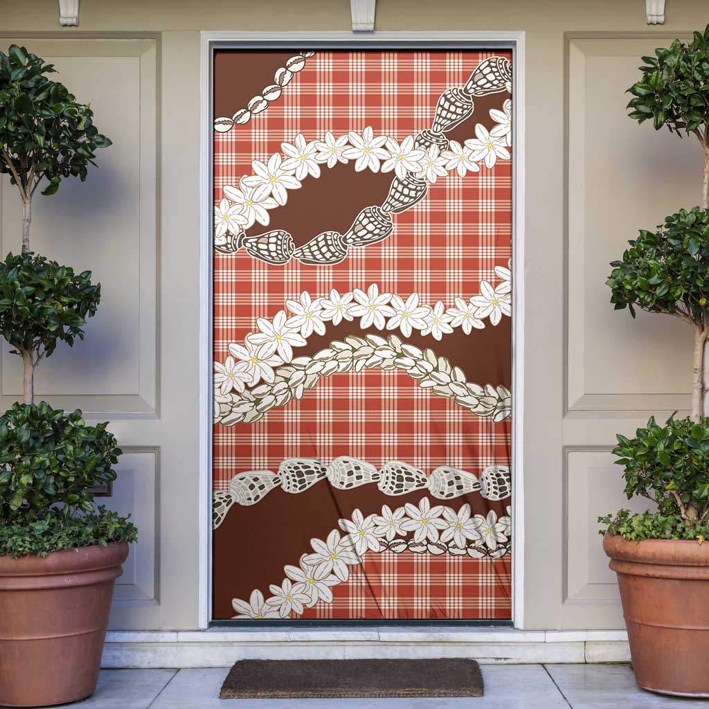 Red Hawaii Tiare and Shell Lei Door Cover Hawaiian Palaka Luxury Vibes LT14 Red - Polynesian Pride