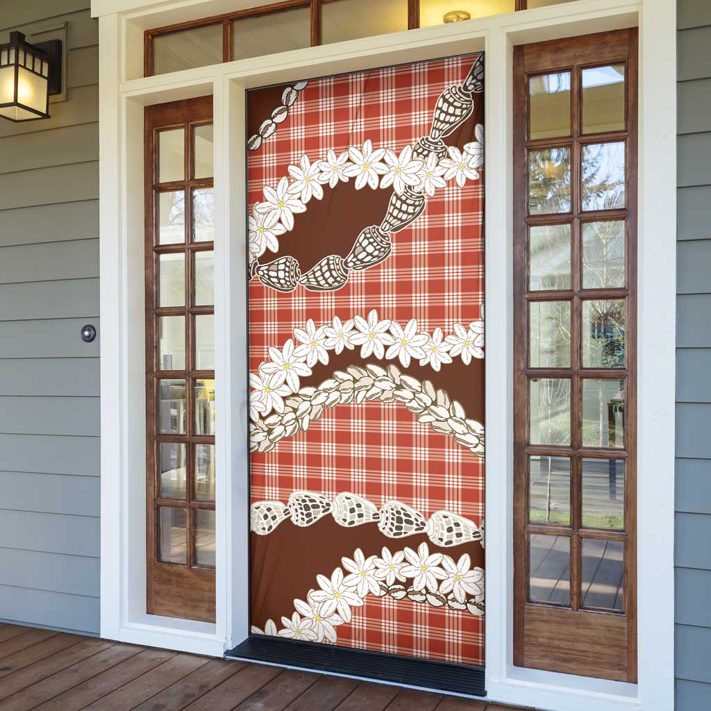 Red Hawaii Tiare and Shell Lei Door Cover Hawaiian Palaka Luxury Vibes LT14 - Polynesian Pride