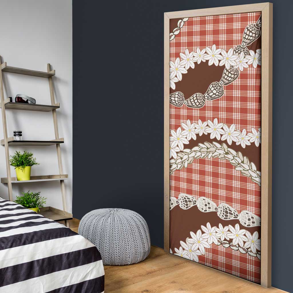 Red Hawaii Tiare and Shell Lei Door Cover Hawaiian Palaka Luxury Vibes LT14 - Polynesian Pride