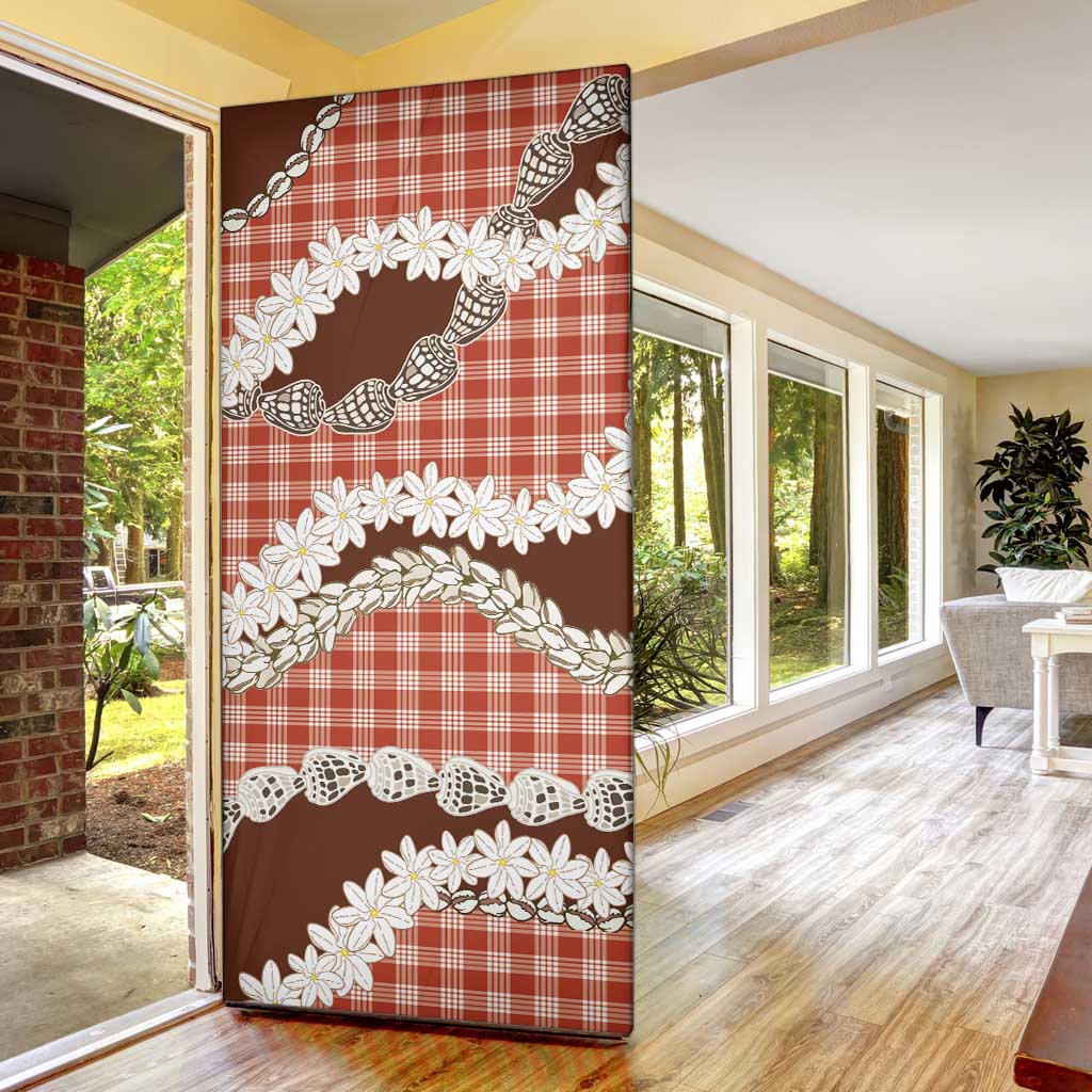 Red Hawaii Tiare and Shell Lei Door Cover Hawaiian Palaka Luxury Vibes LT14 - Polynesian Pride