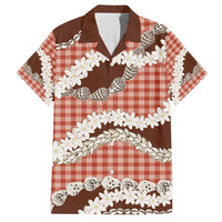 Red Hawaii Tiare and Shell Lei Family Matching Long Sleeve Bodycon Dress and Hawaiian Shirt Hawaiian Palaka Luxury Vibes - Polynesian Pride