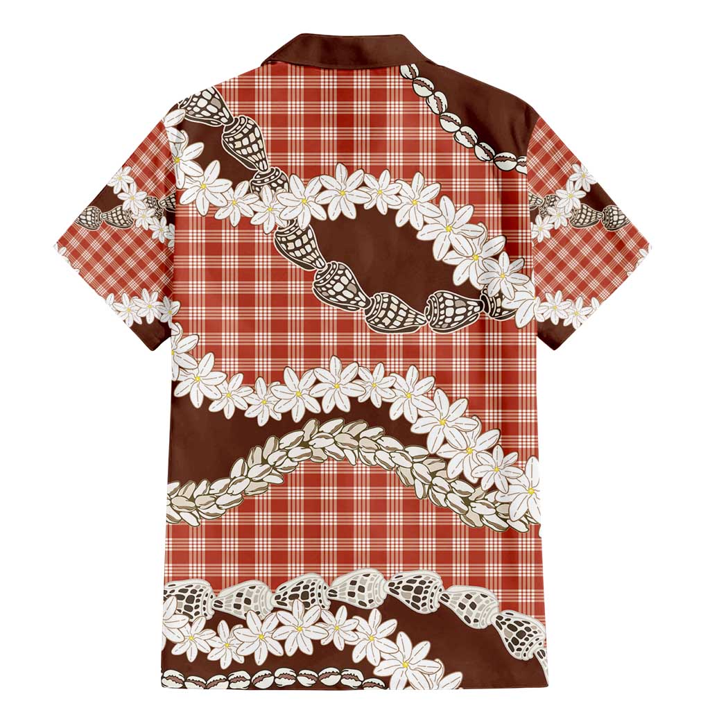 Red Hawaii Tiare and Shell Lei Family Matching Mermaid Dress and Hawaiian Shirt Hawaiian Palaka Luxury Vibes - Polynesian Pride