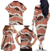 Red Hawaii Tiare and Shell Lei Family Matching Off The Shoulder Long Sleeve Dress and Hawaiian Shirt Hawaiian Palaka Luxury Vibes - Polynesian Pride