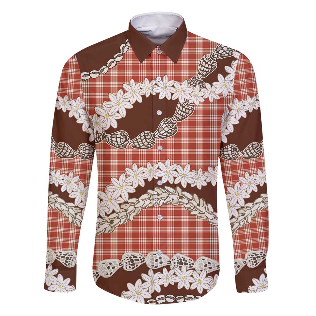 Red Hawaii Tiare and Shell Lei Family Matching Off Shoulder Short Dress and Hawaiian Shirt Hawaiian Palaka Luxury Vibes - Polynesian Pride