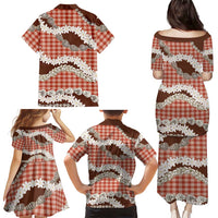 Red Hawaii Tiare and Shell Lei Family Matching Puletasi and Hawaiian Shirt Hawaiian Palaka Luxury Vibes - Polynesian Pride