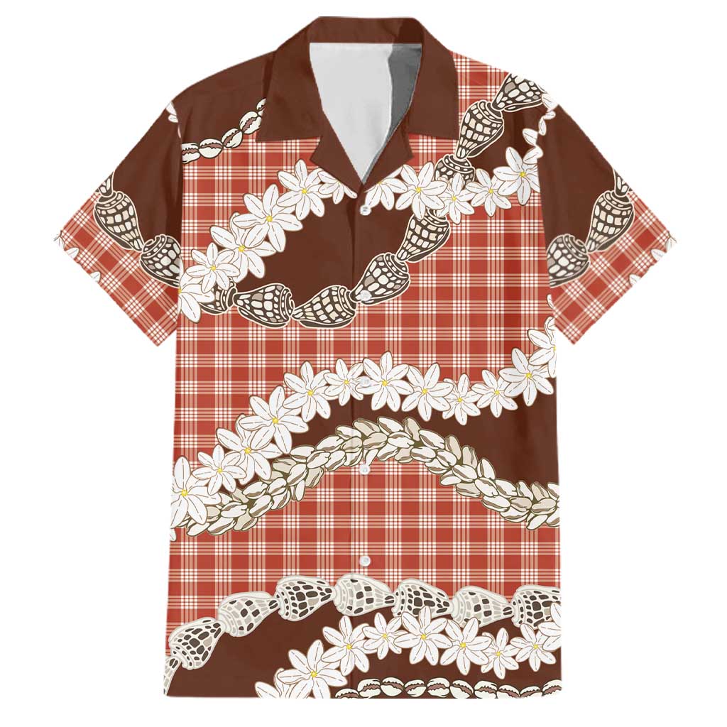 Red Hawaii Tiare and Shell Lei Family Matching Puletasi and Hawaiian Shirt Hawaiian Palaka Luxury Vibes - Polynesian Pride