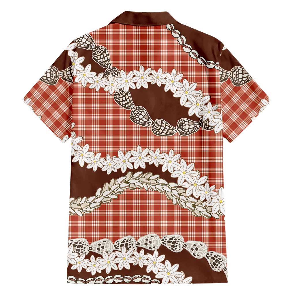 Red Hawaii Tiare and Shell Lei Family Matching Puletasi and Hawaiian Shirt Hawaiian Palaka Luxury Vibes - Polynesian Pride