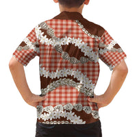 Red Hawaii Tiare and Shell Lei Family Matching Summer Maxi Dress and Hawaiian Shirt Hawaiian Palaka Luxury Vibes - Polynesian Pride