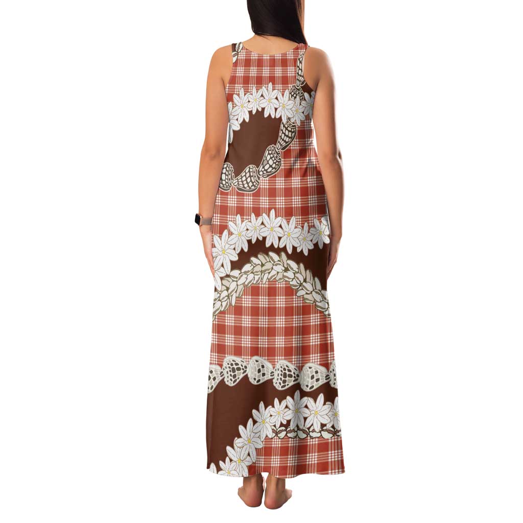 Red Hawaii Tiare and Shell Lei Family Matching Tank Maxi Dress and Hawaiian Shirt Hawaiian Palaka Luxury Vibes - Polynesian Pride