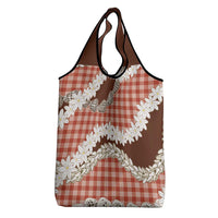 Red Hawaii Tiare and Shell Lei Grocery Bag Hawaiian Palaka Luxury Vibes - Polynesian Pride
