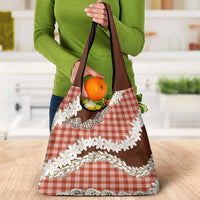 Red Hawaii Tiare and Shell Lei Grocery Bag Hawaiian Palaka Luxury Vibes - Polynesian Pride