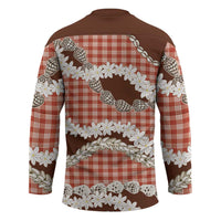 Red Hawaii Tiare and Shell Lei Hockey Jersey Hawaiian Palaka Luxury Vibes - Polynesian Pride
