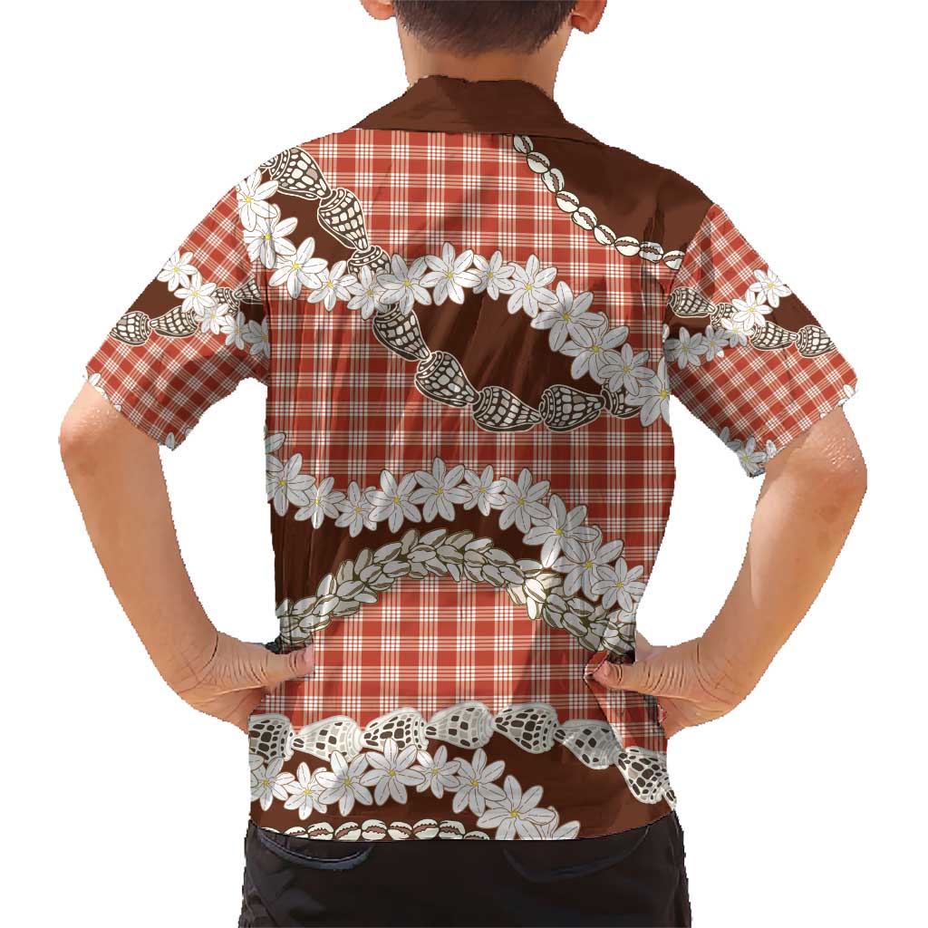 Red Hawaii Tiare and Shell Lei Kid Hawaiian Shirt Hawaiian Palaka Luxury Vibes - Polynesian Pride