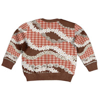 Red Hawaii Tiare and Shell Lei Kid Ugly Christmas Sweater Hawaiian Palaka Luxury Vibes - Polynesian Pride