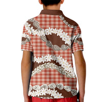 Red Hawaii Tiare and Shell Lei Kid Polo Shirt Hawaiian Palaka Luxury Vibes - Polynesian Pride