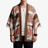 Red Hawaii Tiare and Shell Lei Kimono Hawaiian Palaka Luxury Vibes - Polynesian Pride