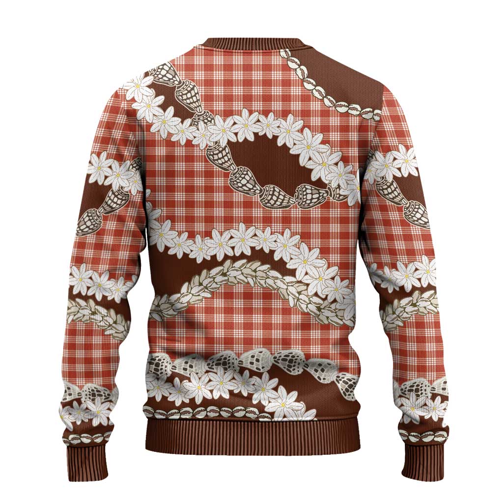 Red Hawaii Tiare and Shell Lei Ugly Christmas Sweater Hawaiian Palaka Luxury Vibes - Polynesian Pride