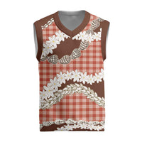 Red Hawaii Tiare and Shell Lei Christmas Knitted V-Neck Vest Hawaiian Palaka Luxury Vibes - Polynesian Pride