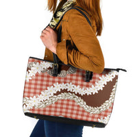 Red Hawaii Tiare and Shell Lei Leather Tote Bag Hawaiian Palaka Luxury Vibes LT14 Red - Polynesian Pride