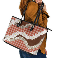 Red Hawaii Tiare and Shell Lei Leather Tote Bag Hawaiian Palaka Luxury Vibes LT14 - Polynesian Pride