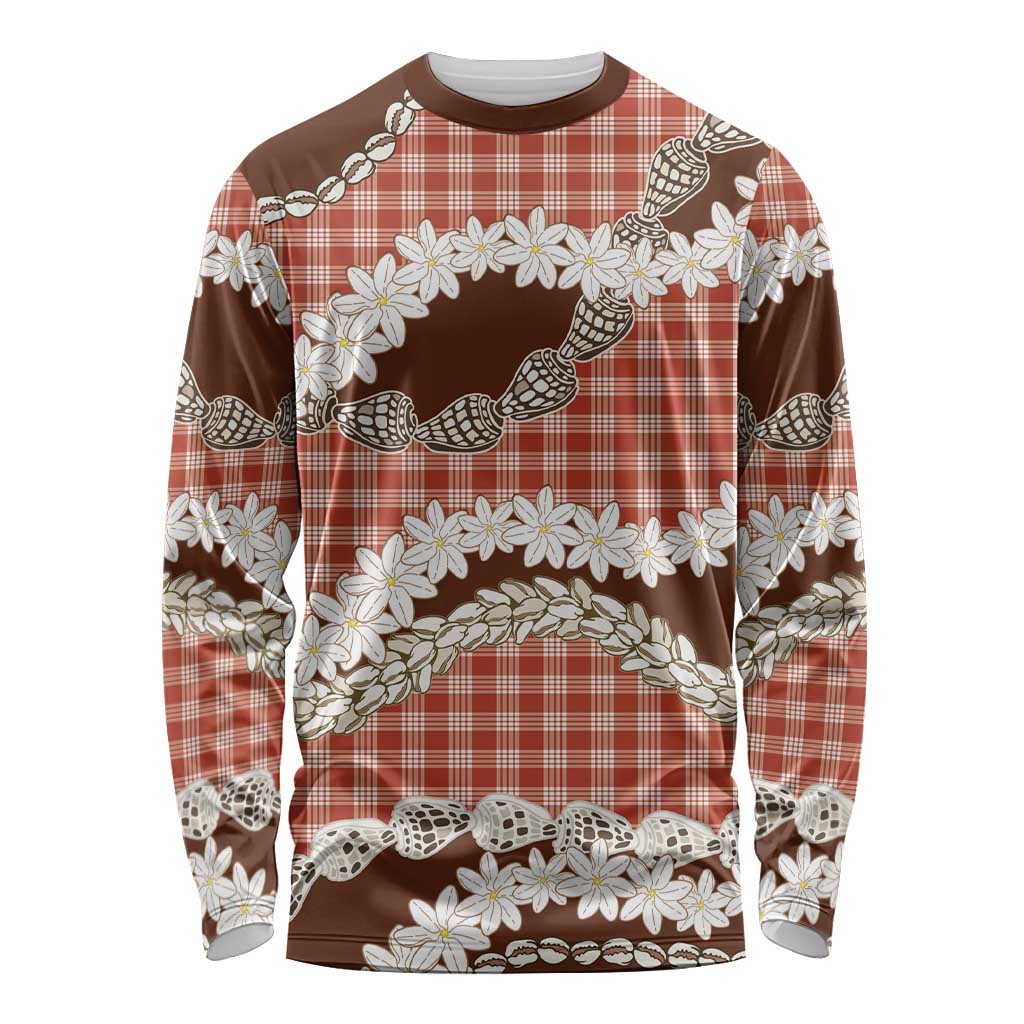 Red Hawaii Tiare and Shell Lei Long Sleeve Shirt Hawaiian Palaka Luxury Vibes LT14 Unisex Red - Polynesian Pride