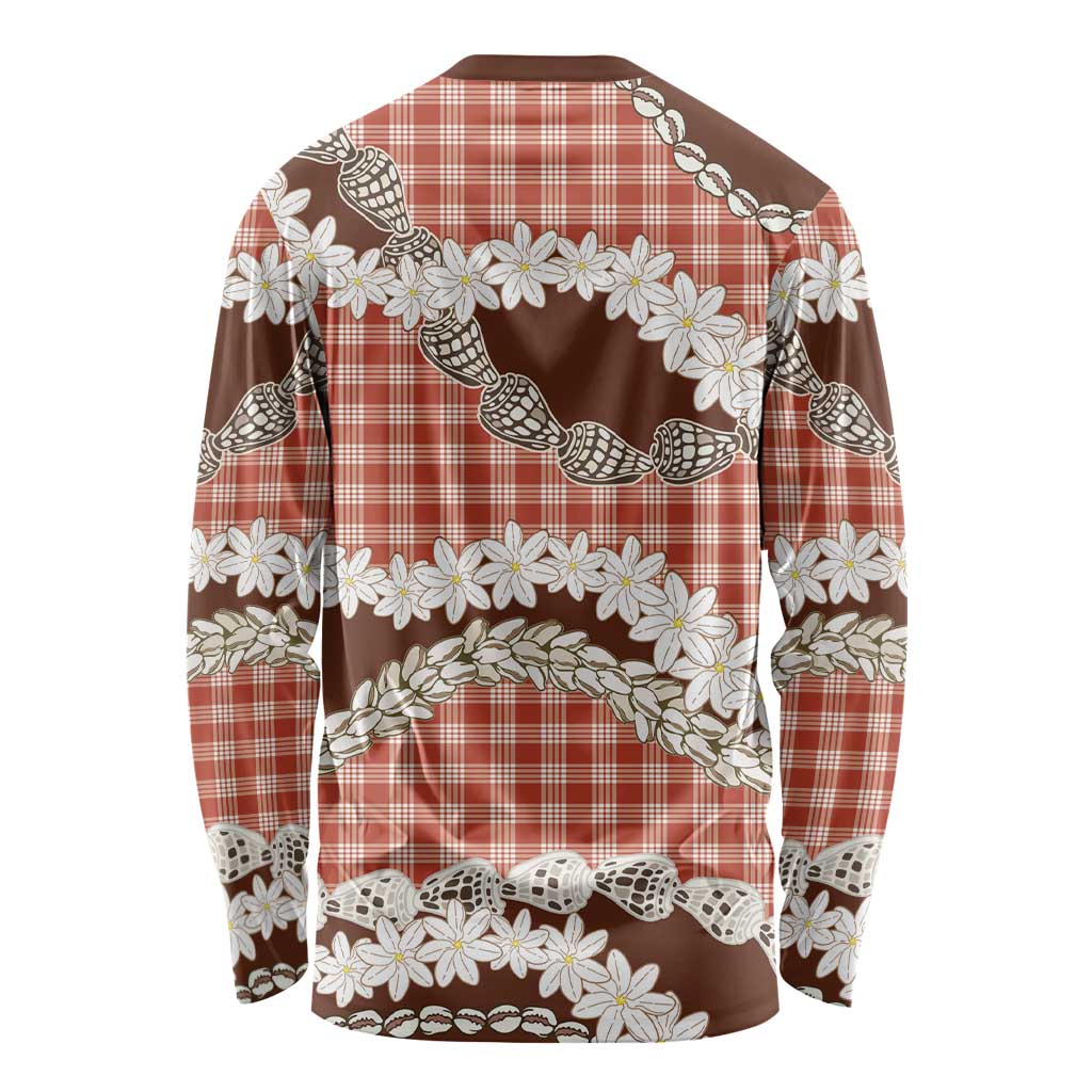 Red Hawaii Tiare and Shell Lei Long Sleeve Shirt Hawaiian Palaka Luxury Vibes LT14 - Polynesian Pride