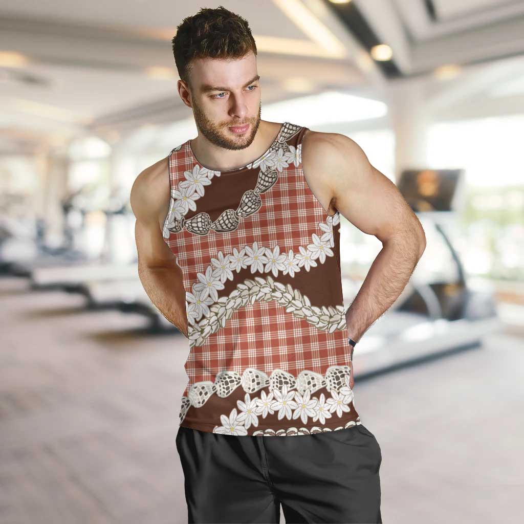 Red Hawaii Tiare and Shell Lei Men Tank Top Hawaiian Palaka Luxury Vibes LT14 Red - Polynesian Pride