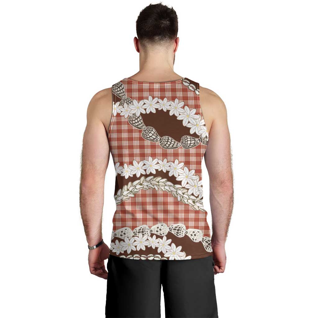 Red Hawaii Tiare and Shell Lei Men Tank Top Hawaiian Palaka Luxury Vibes LT14 - Polynesian Pride