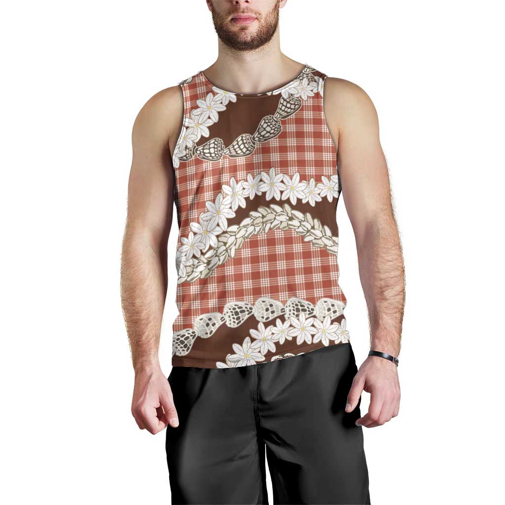 Red Hawaii Tiare and Shell Lei Men Tank Top Hawaiian Palaka Luxury Vibes LT14 - Polynesian Pride