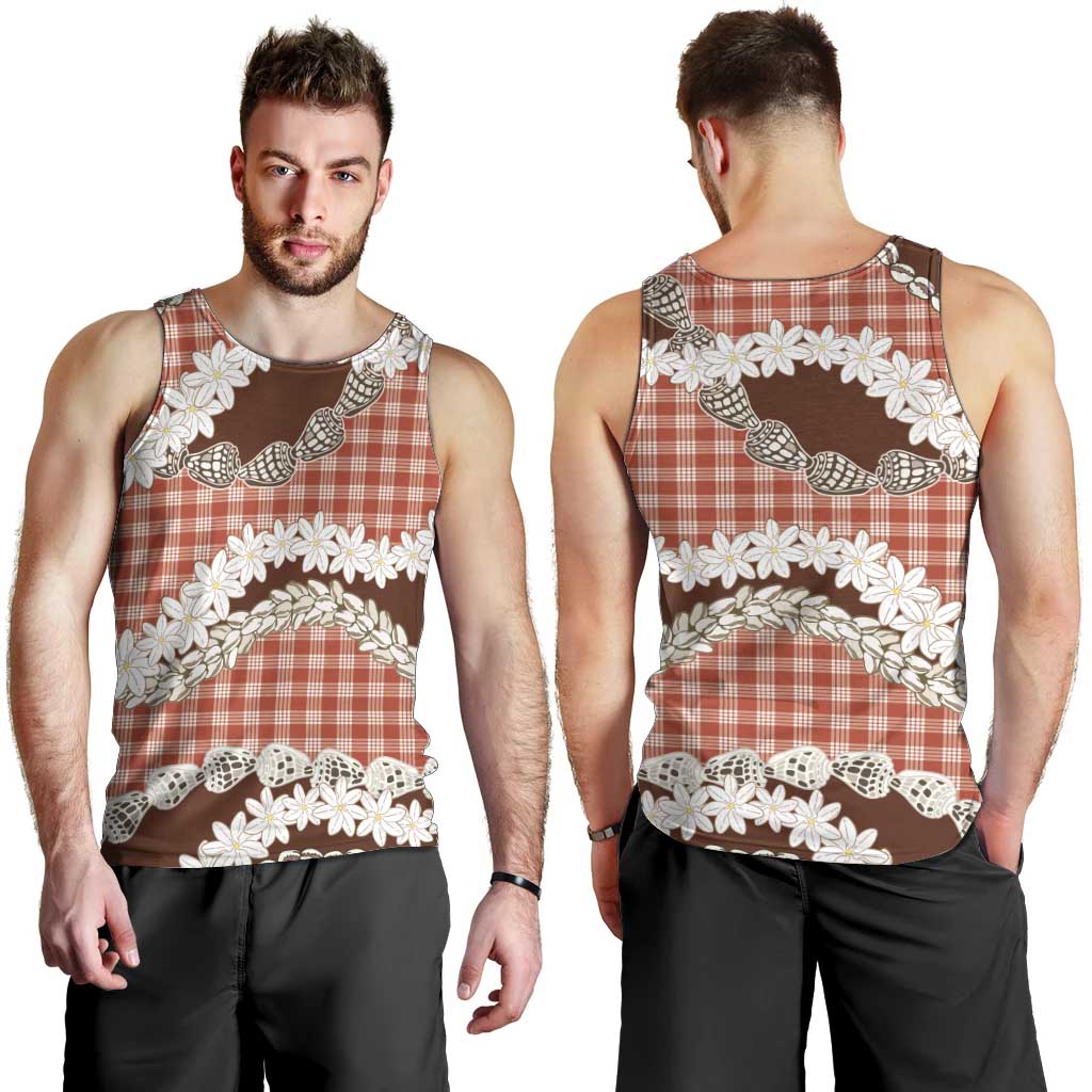 Red Hawaii Tiare and Shell Lei Men Tank Top Hawaiian Palaka Luxury Vibes LT14 - Polynesian Pride
