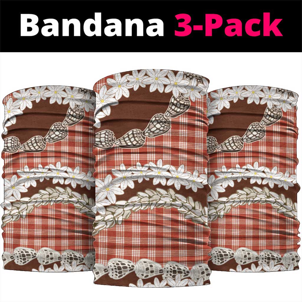 Red Hawaii Tiare and Shell Lei Neck Gaiter Hawaiian Palaka Luxury Vibes LT14 package One Size: 25*50cm Red - Polynesian Pride