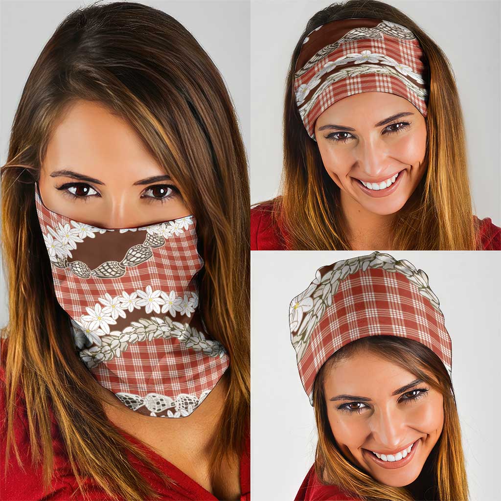 Red Hawaii Tiare and Shell Lei Neck Gaiter Hawaiian Palaka Luxury Vibes LT14 - Polynesian Pride