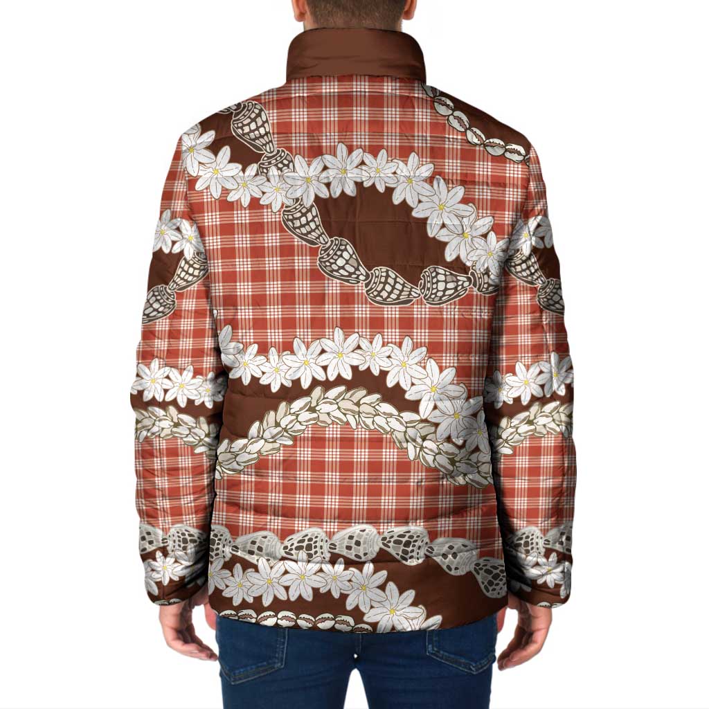 Red Hawaii Tiare and Shell Lei Padded Jacket Hawaiian Palaka Luxury Vibes LT14 - Polynesian Pride