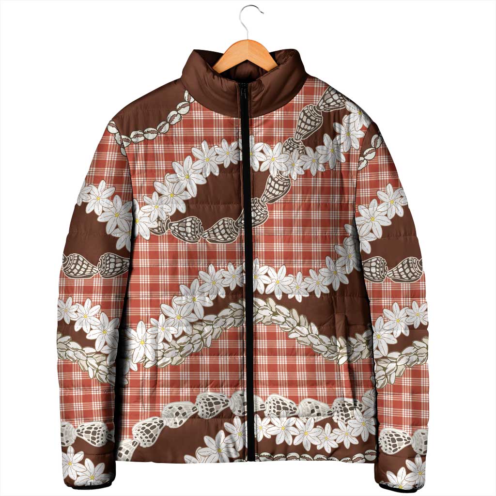 Red Hawaii Tiare and Shell Lei Padded Jacket Hawaiian Palaka Luxury Vibes LT14 - Polynesian Pride