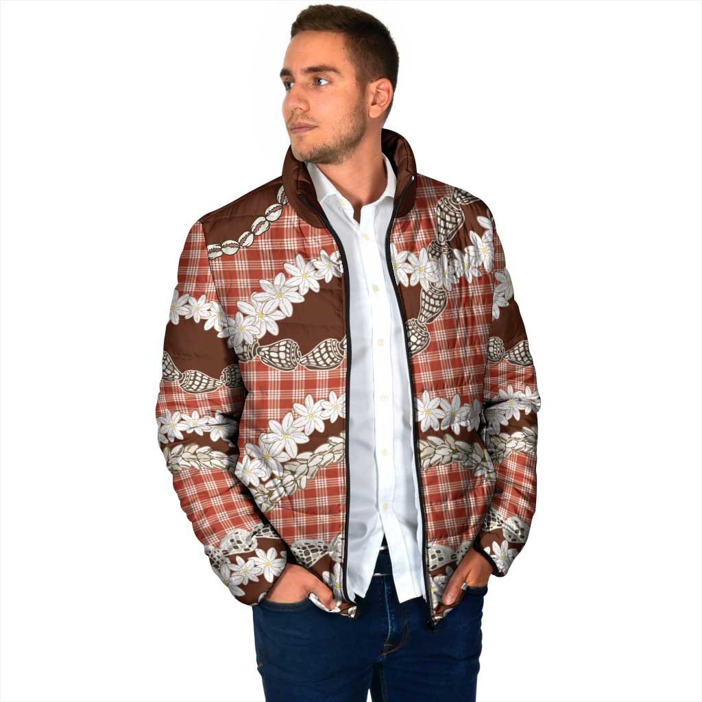 Red Hawaii Tiare and Shell Lei Padded Jacket Hawaiian Palaka Luxury Vibes LT14 - Polynesian Pride