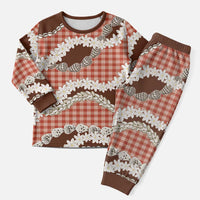 Red Hawaii Tiare and Shell Lei Christmas Pajama Set Hawaiian Palaka Luxury Vibes - Polynesian Pride