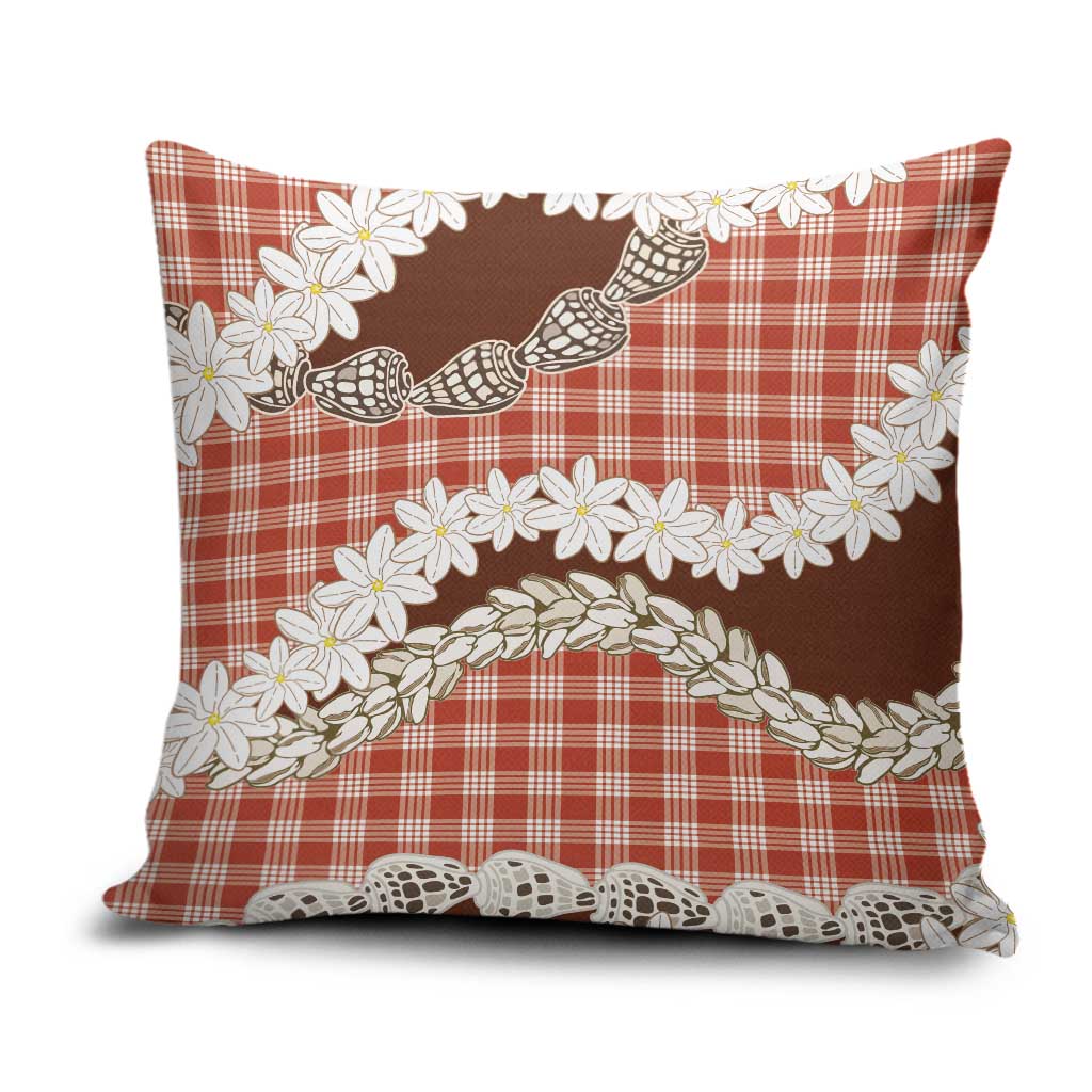 Red Hawaii Tiare and Shell Lei Pillow Cover Hawaiian Palaka Luxury Vibes - Polynesian Pride