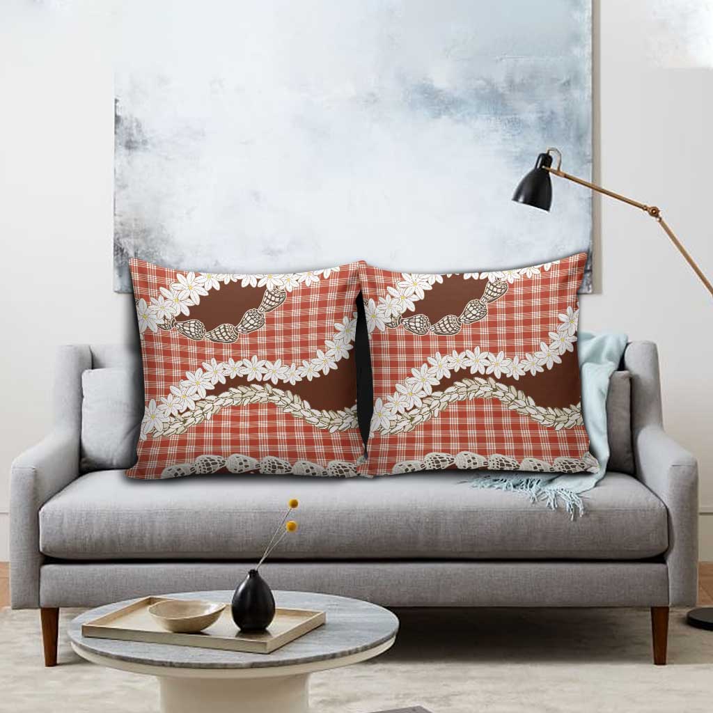 Red Hawaii Tiare and Shell Lei Pillow Cover Hawaiian Palaka Luxury Vibes - Polynesian Pride