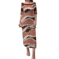 Red Hawaii Tiare and Shell Lei Puletasi Hawaiian Palaka Luxury Vibes LT14 Long Dress Red - Polynesian Pride