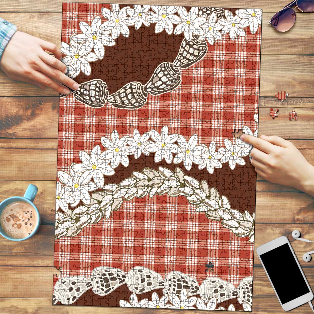 Red Hawaii Tiare and Shell Lei Puzzle Hawaiian Palaka Luxury Vibes LT14 Red - Polynesian Pride