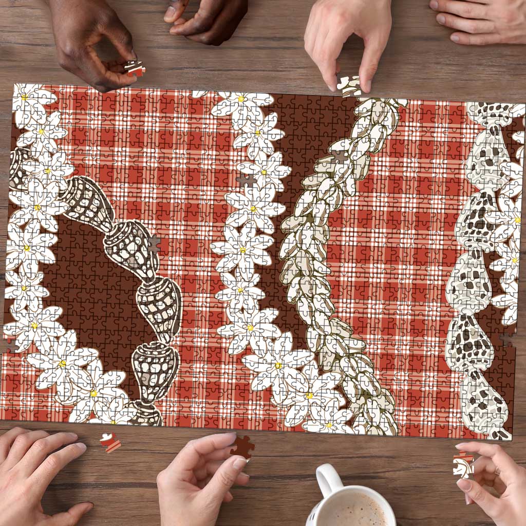 Red Hawaii Tiare and Shell Lei Puzzle Hawaiian Palaka Luxury Vibes LT14 - Polynesian Pride