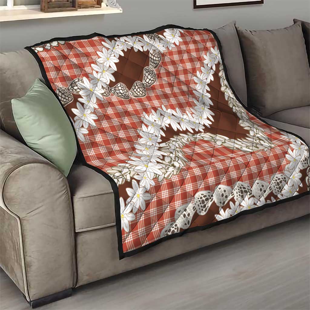 Red Hawaii Tiare and Shell Lei Quilt Hawaiian Palaka Luxury Vibes - Polynesian Pride