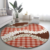 Red Hawaii Tiare and Shell Lei Round Carpet Hawaiian Palaka Luxury Vibes - Polynesian Pride