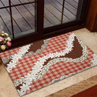 Red Hawaii Tiare and Shell Lei Rubber Doormat Hawaiian Palaka Luxury Vibes LT14 - Polynesian Pride