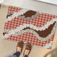 Red Hawaii Tiare and Shell Lei Rubber Doormat Hawaiian Palaka Luxury Vibes LT14 - Polynesian Pride