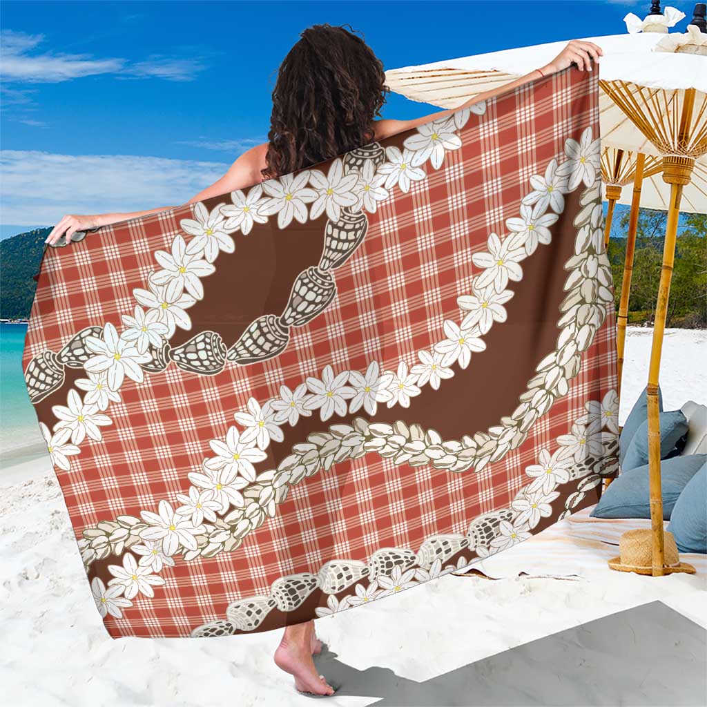Red Hawaii Tiare and Shell Lei Sarong Hawaiian Palaka Luxury Vibes - Polynesian Pride