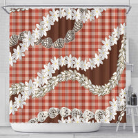 Red Hawaii Tiare and Shell Lei Shower Curtain Hawaiian Palaka Luxury Vibes - Polynesian Pride