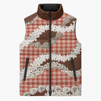 Red Hawaii Tiare and Shell Lei Sleeveless Puffer Jacket Hawaiian Palaka Luxury Vibes LT14 Unisex Red - Polynesian Pride