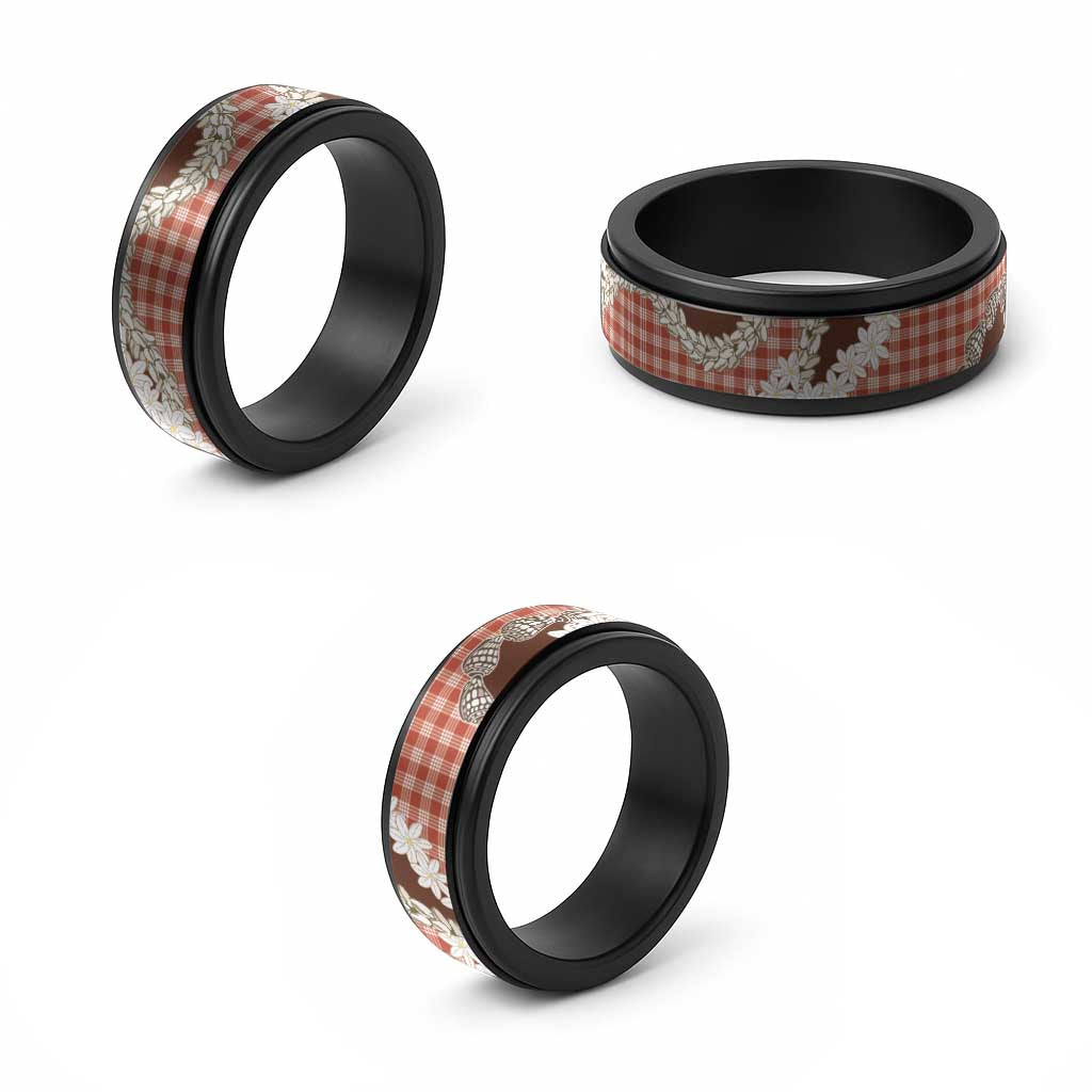 Red Hawaii Tiare and Shell Lei Spinner Ring Hawaiian Palaka Luxury Vibes - Polynesian Pride