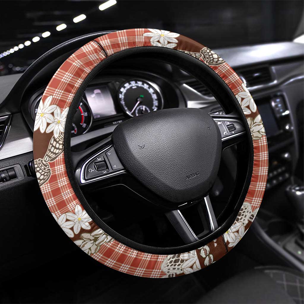 Red Hawaii Tiare and Shell Lei Steering Wheel Cover Hawaiian Palaka Luxury Vibes - Polynesian Pride